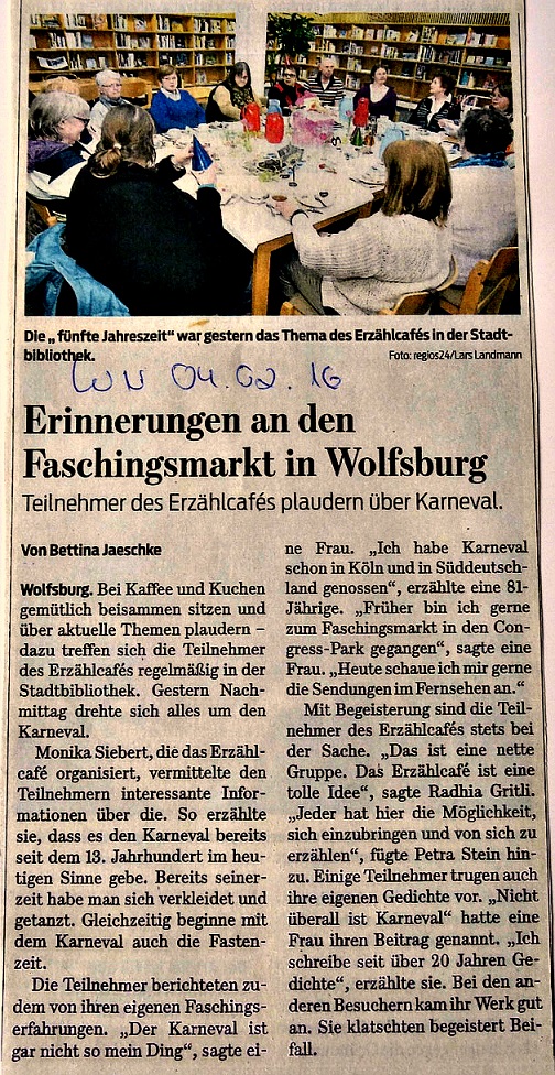 Bericht aus den "Wolfsburger Nachrichten" vom 4. Februar