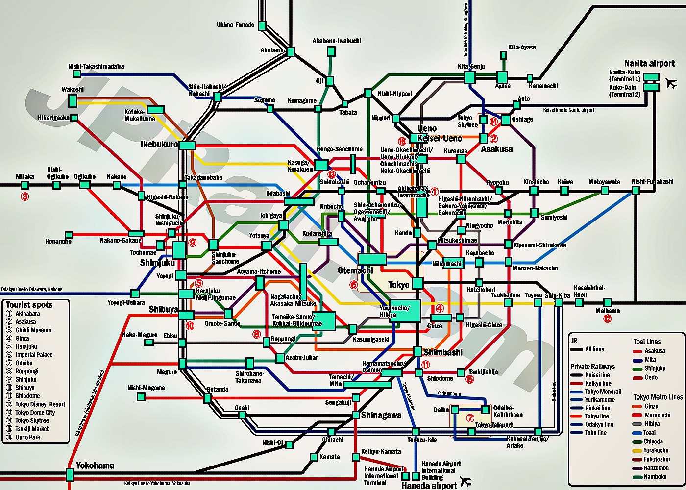Schön übersichtlich: Tokios U-Bahn-Netz